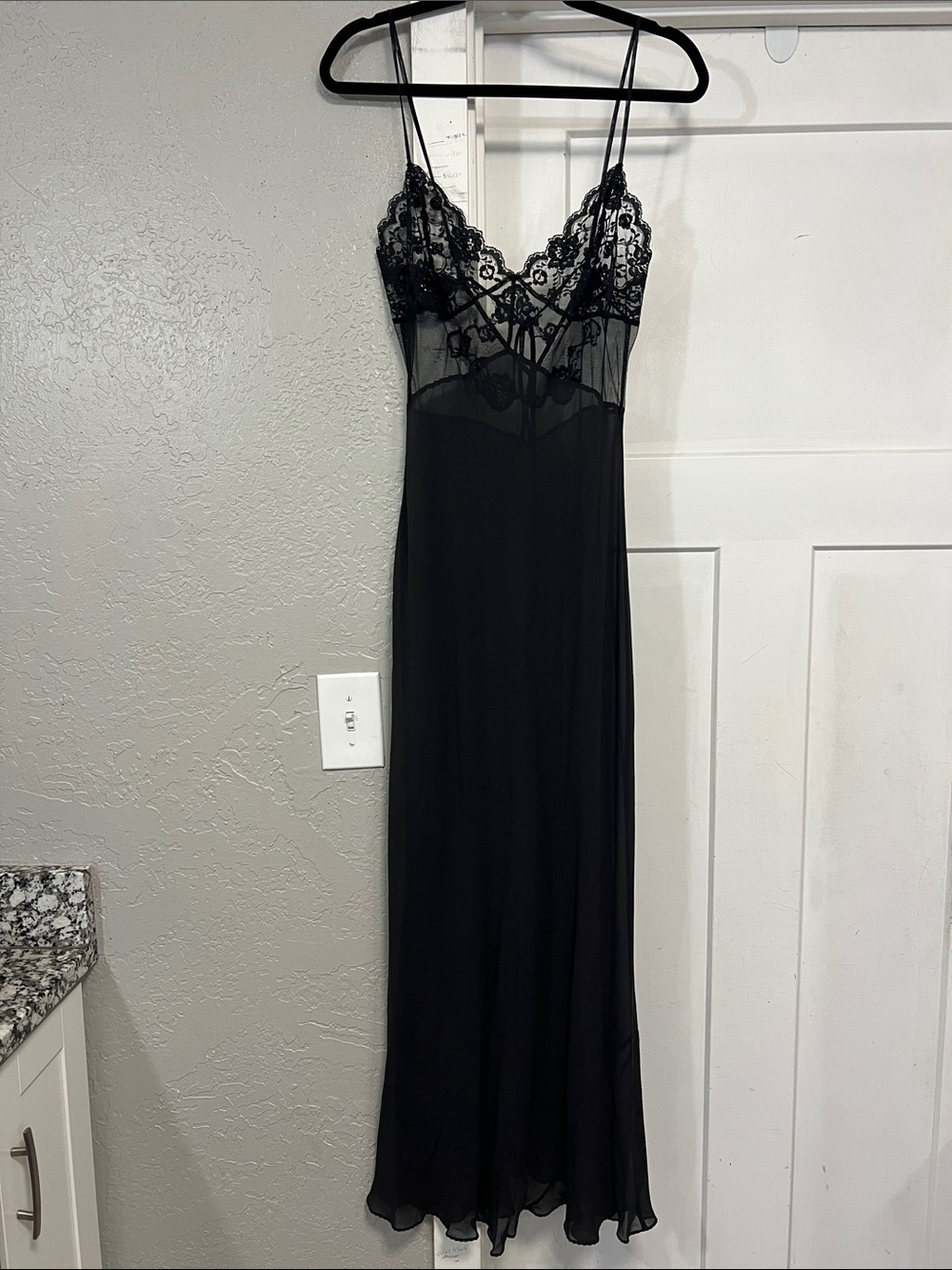 Vintage Y2K Victoria's Secret 100% Silk Whimsygoth Sheer Lace Slip Dress Nightie